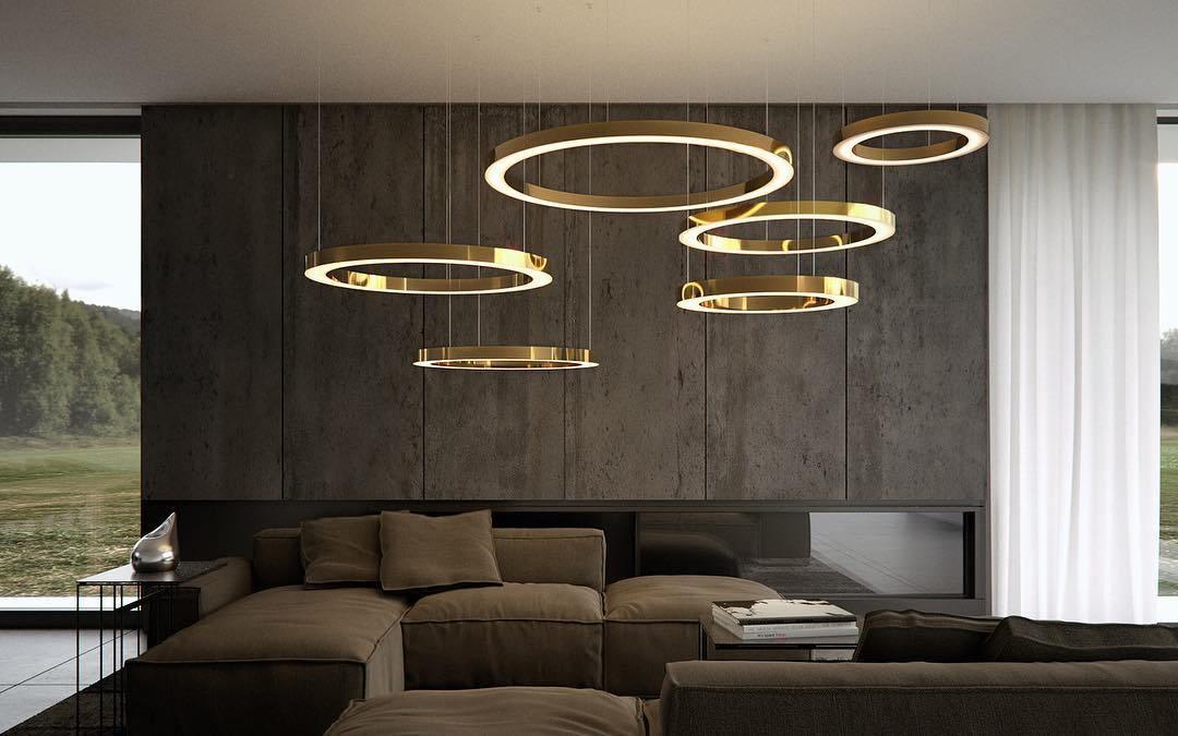 Lustra Suspension Dorée Moderne