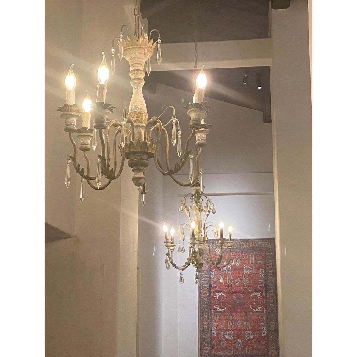Elmarisra Lustre Métal Bois Massif Sculpté Luxe Vintage