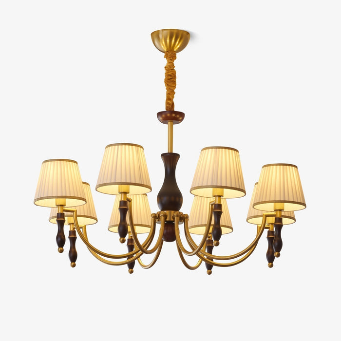 Lustra Lustre Abat-jours Floraux et Noyer