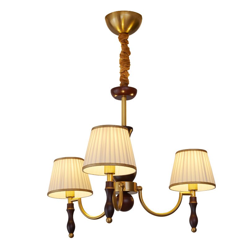 Lustra Lustre Abat-jours Floraux et Noyer