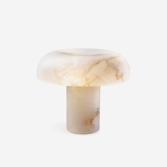 Virelli Lampe de Table Abat-jour en Albâtre Champignon Base en Laiton Sculpturale Chaleureuse