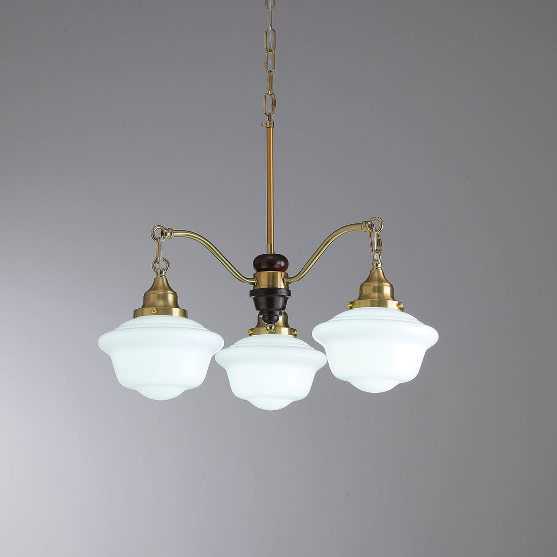 Lustra Lustre Laiton Bois Verre Satiné Classique