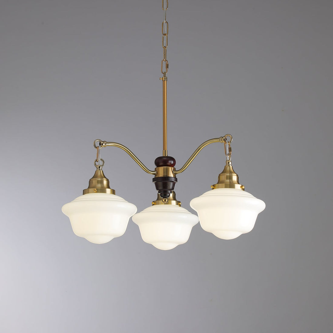 Lustra Lustre Laiton Bois Verre Satiné Classique