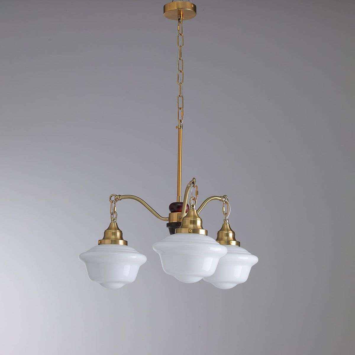 Lustra Lustre Laiton Bois Verre Satiné Classique