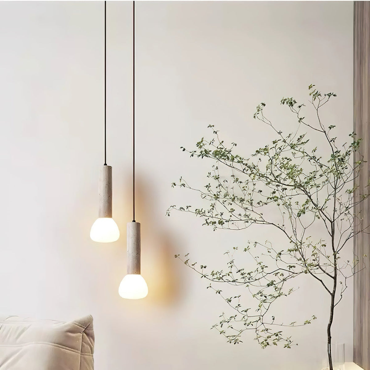 Cicaris Lampe Suspendue Minimaliste en Travertin