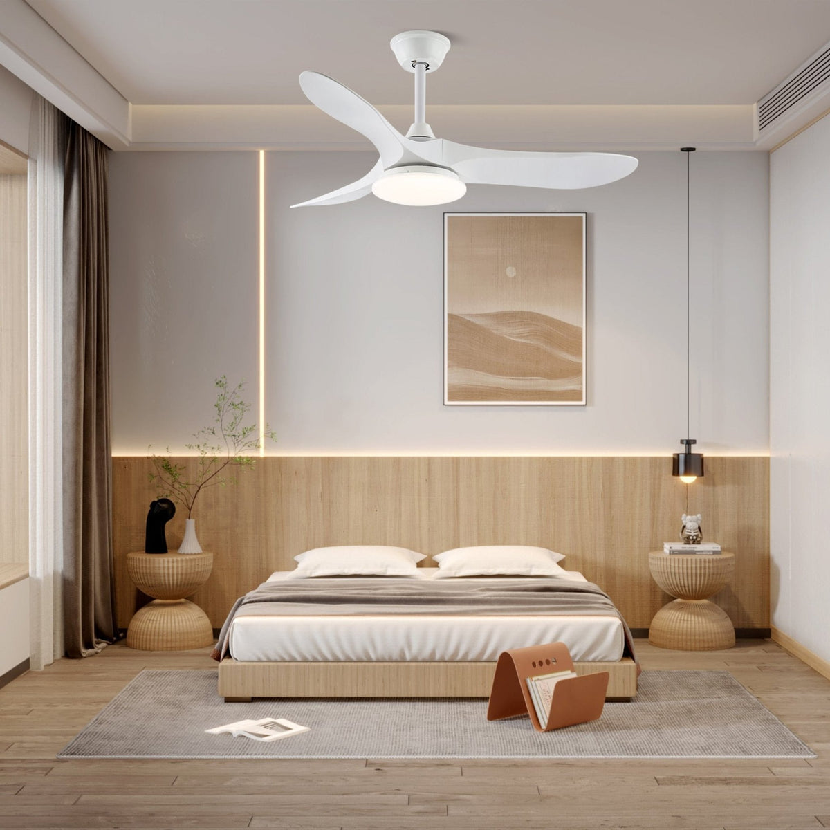 Plafonnier ventilateur moderne en bois Velix