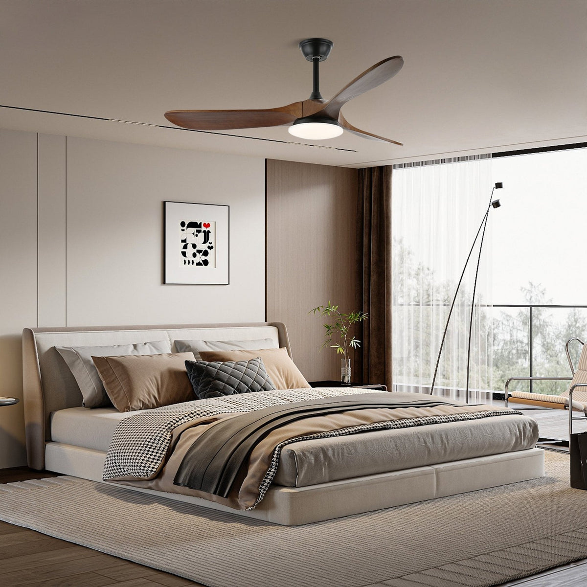 Plafonnier ventilateur moderne en bois Velix