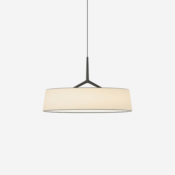 Virelli Suspension Abat-jour en Tissu Blanc Tambour Tige Noire Élégante Moderne