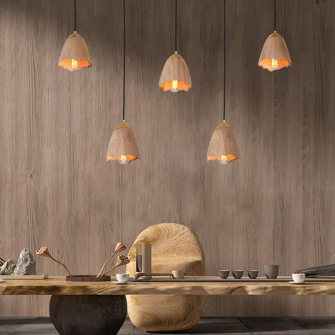 Ilvenel Suspension Moderne Minimaliste en Bois