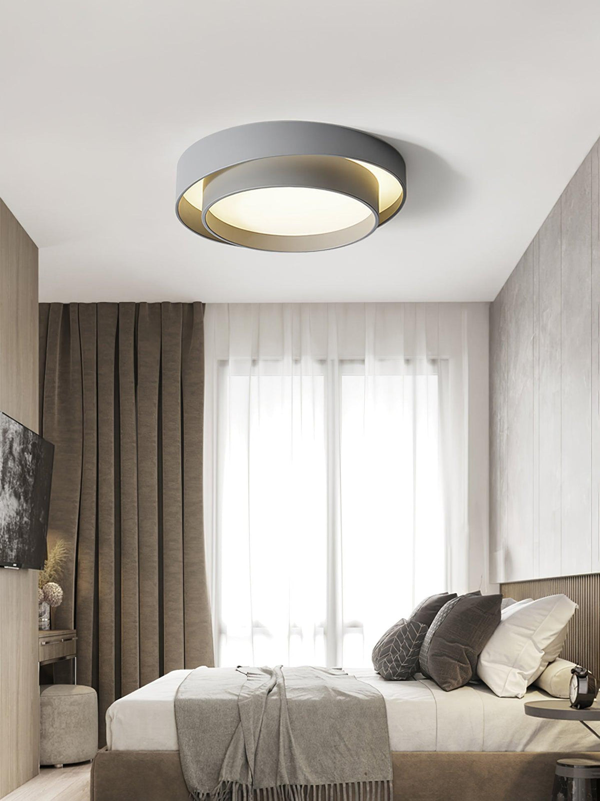 Lustra Plafonnier Double Couches Cylindre Moderne