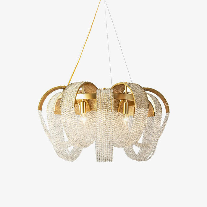 Lustra Lustre Maille Cristal Doré Cascade Scintillante
