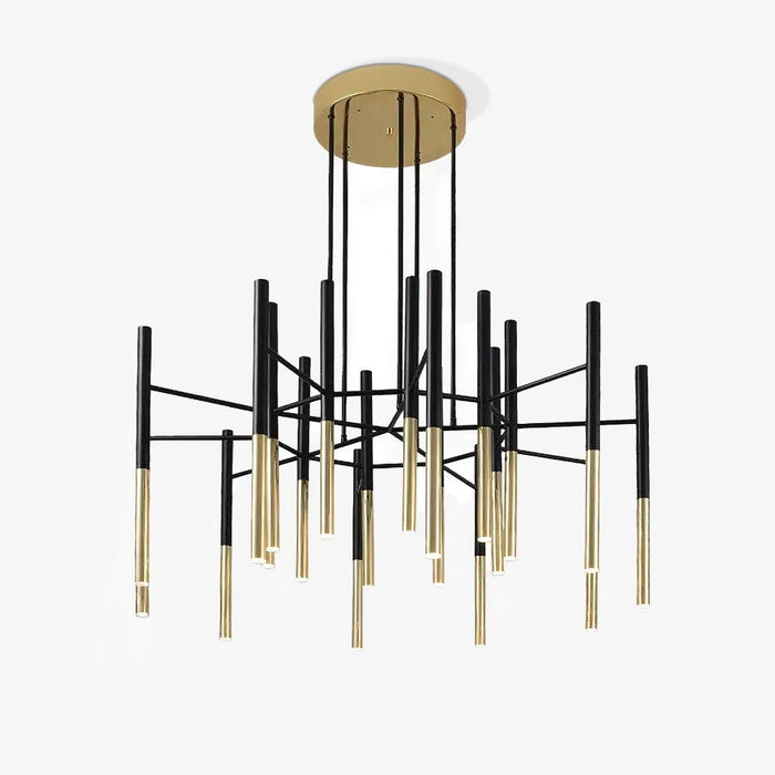 Solara Lustre Moderne Tiges Noir Or