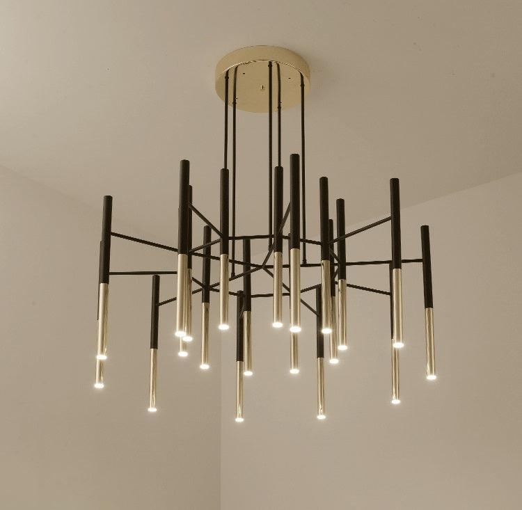 Solara Lustre Moderne Tiges Noir Or