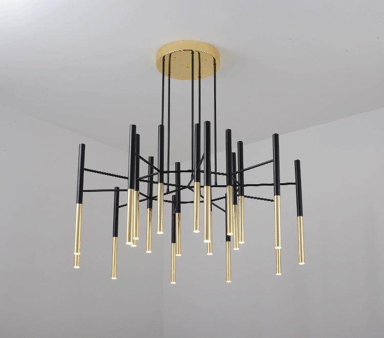 Solara Lustre Moderne Tiges Noir Or