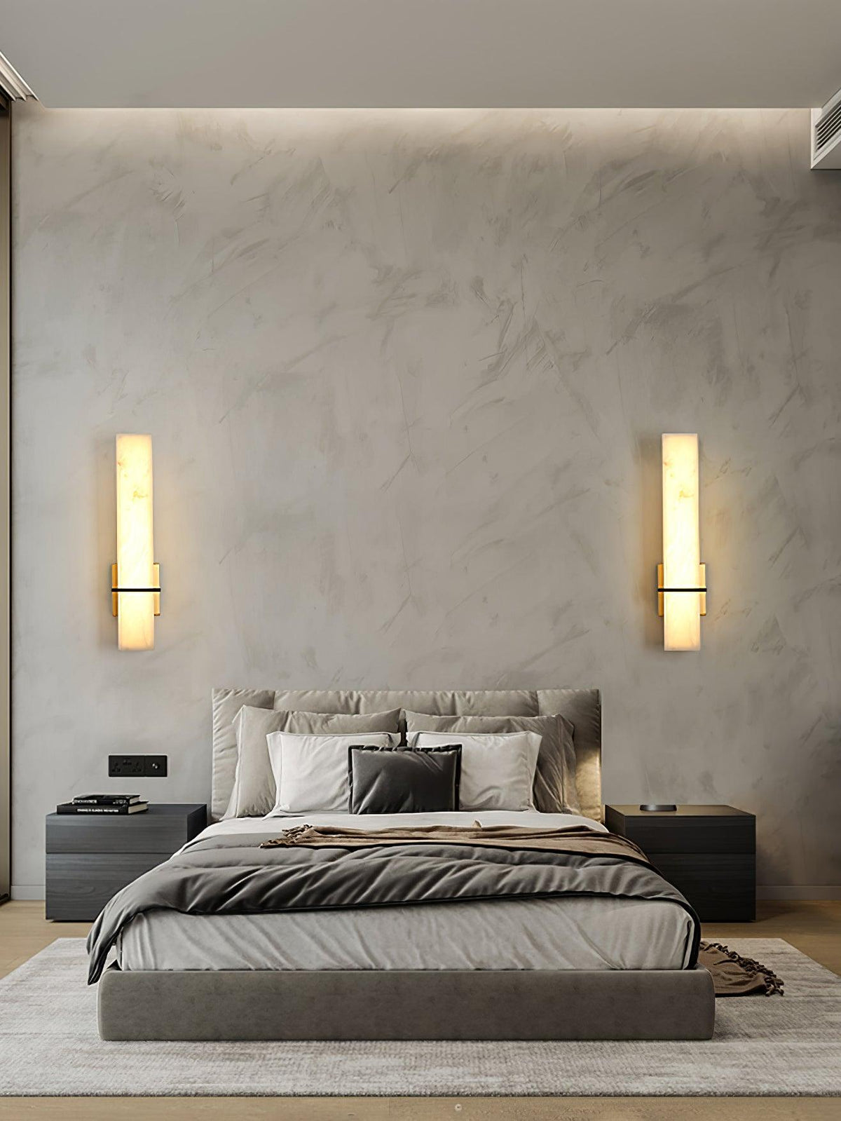 Luste Applique Murale en Albâtre Bande en Laiton Forme