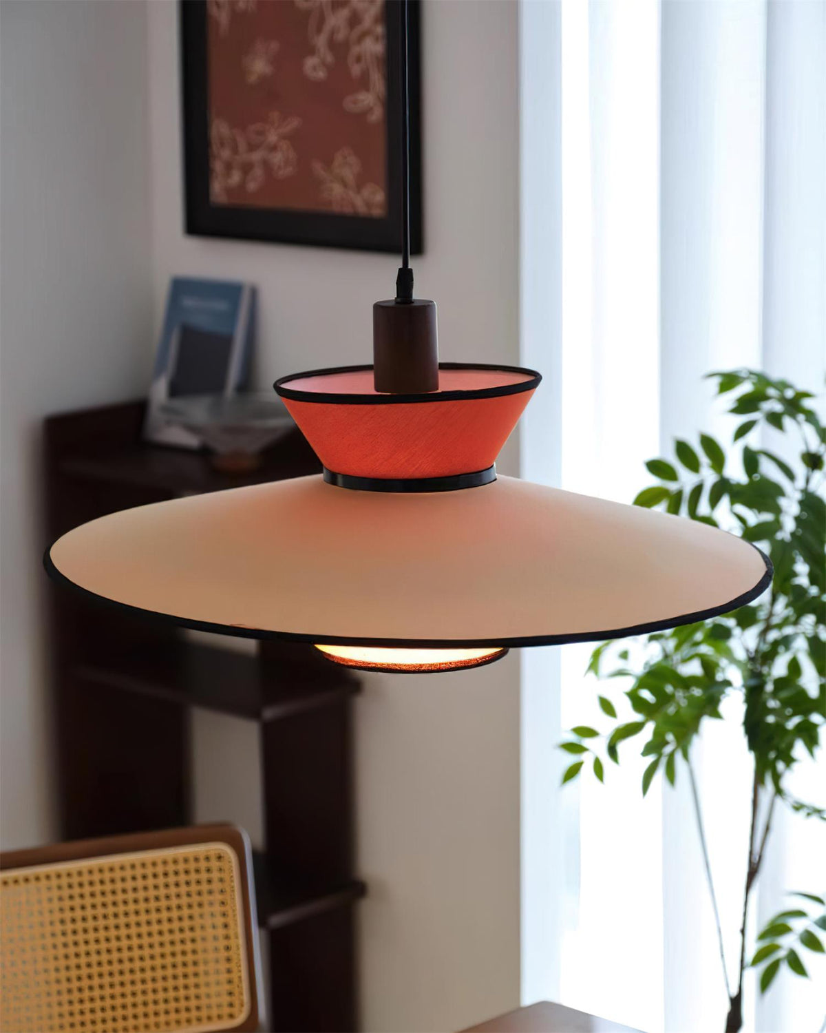 Milano Suspension Lampe Géométrique en Tissu Superposé Rouge