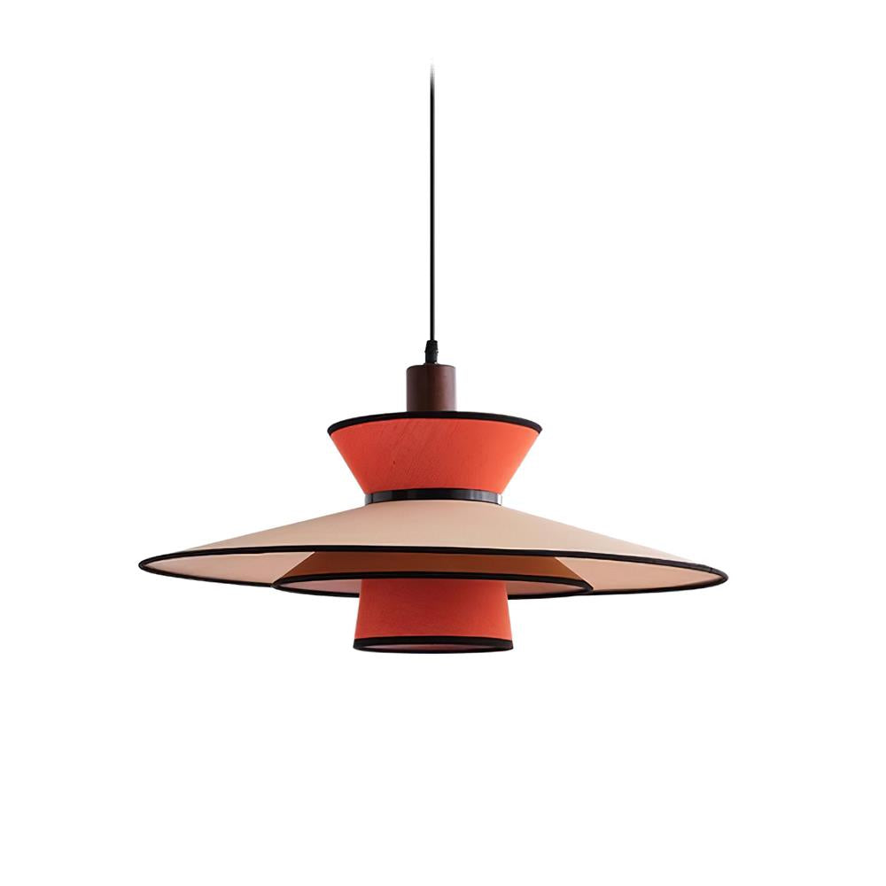 Milano Suspension Lampe Géométrique en Tissu Superposé Rouge