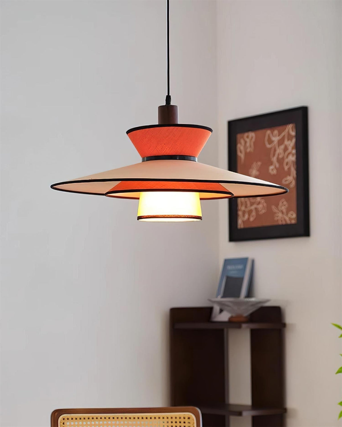 Milano Suspension Lampe Géométrique en Tissu Superposé Rouge