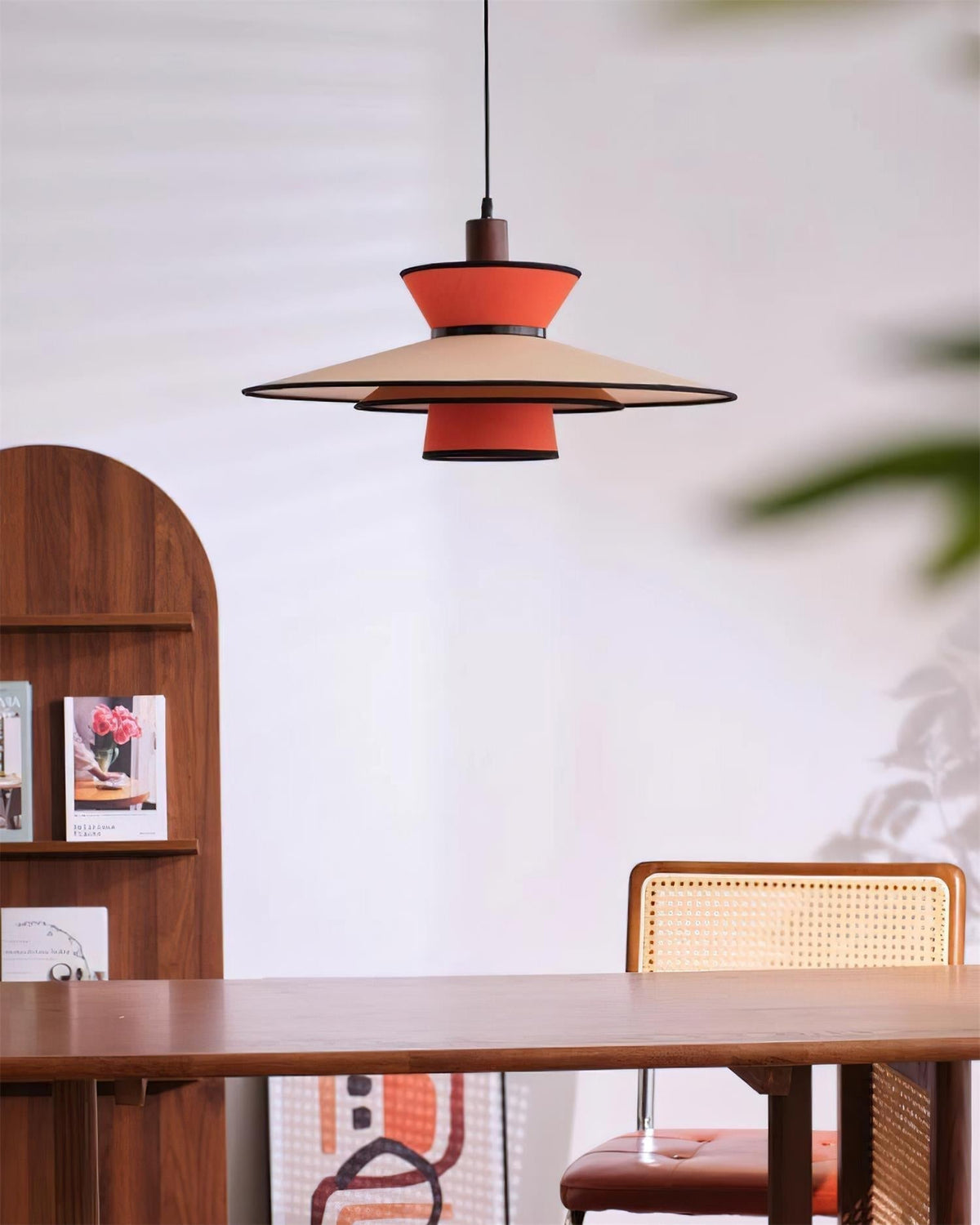 Milano Suspension Lampe Géométrique en Tissu Superposé Rouge