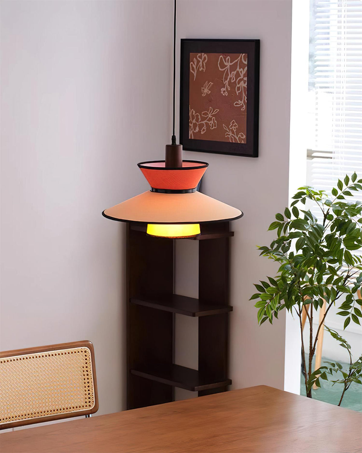 Milano Suspension Lampe Géométrique en Tissu Superposé Rouge