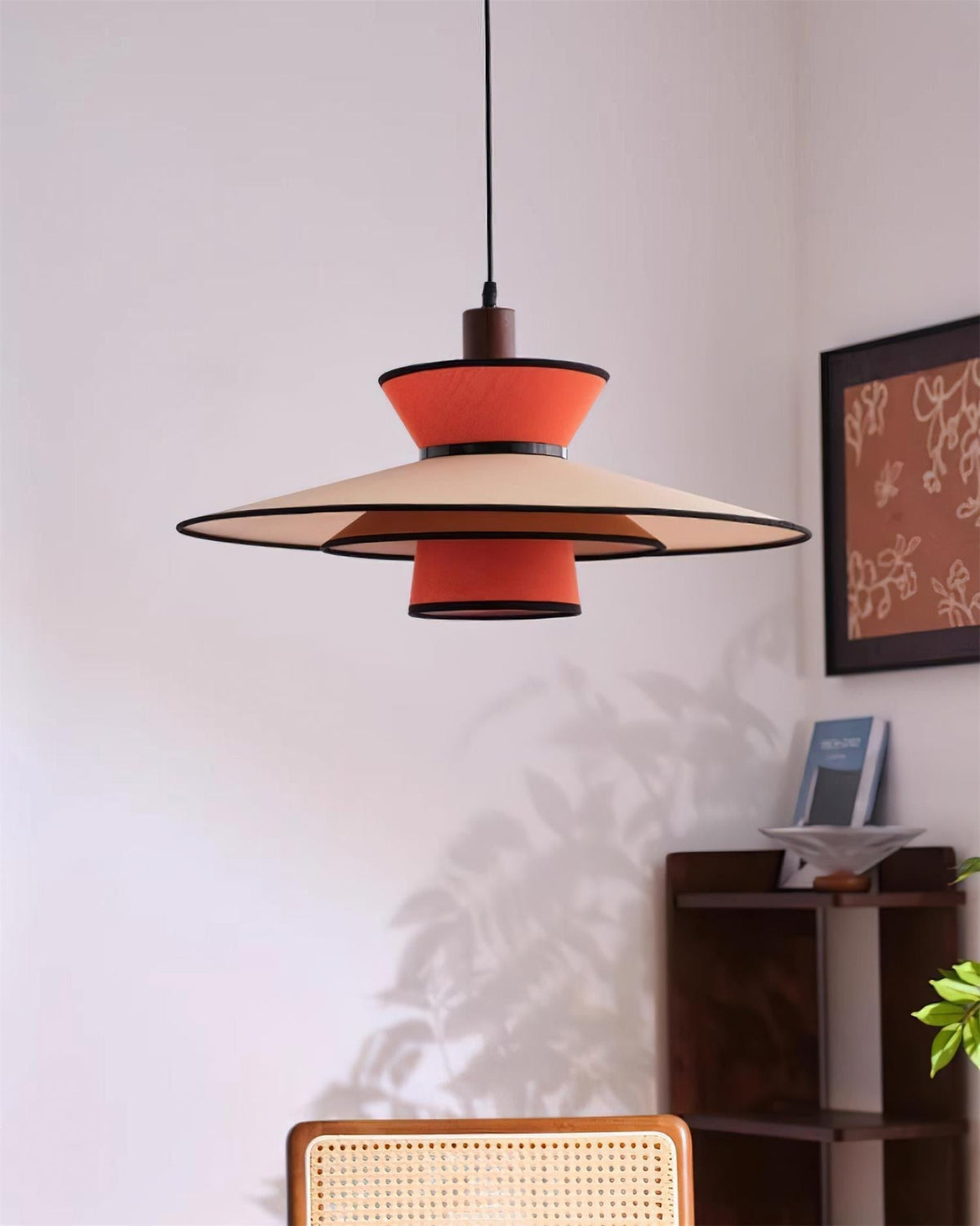 Milano Suspension Lampe Géométrique en Tissu Superposé Rouge