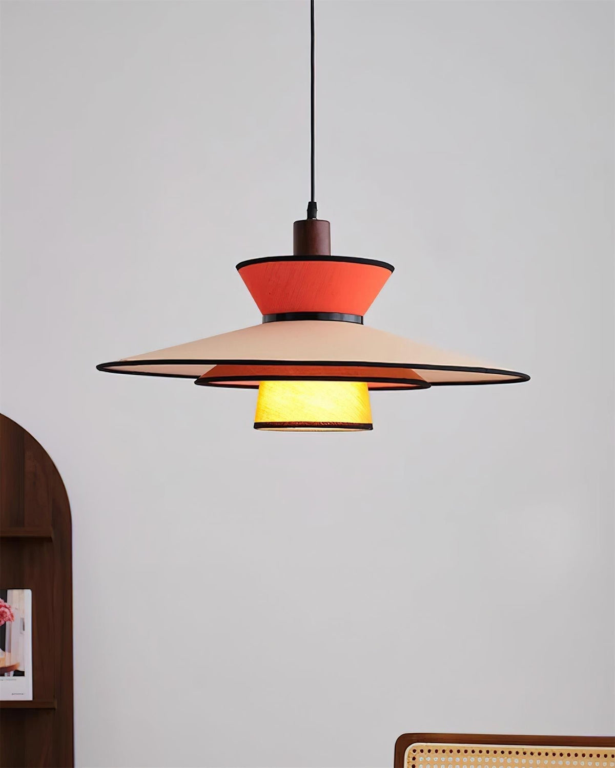 Milano Suspension Lampe Géométrique en Tissu Superposé Rouge