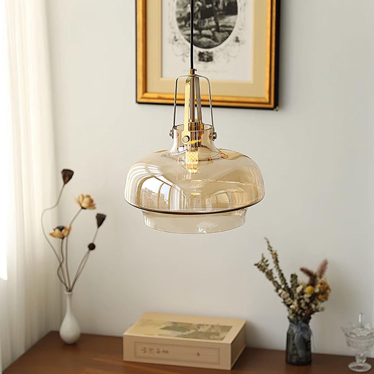 Aurelin Suspension Élégante Verre Ambre