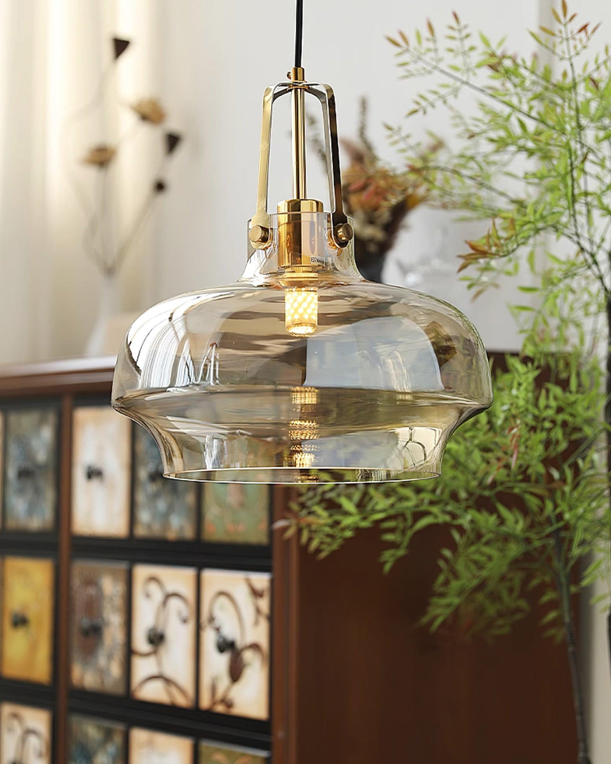 Aurelin Suspension Élégante Verre Ambre