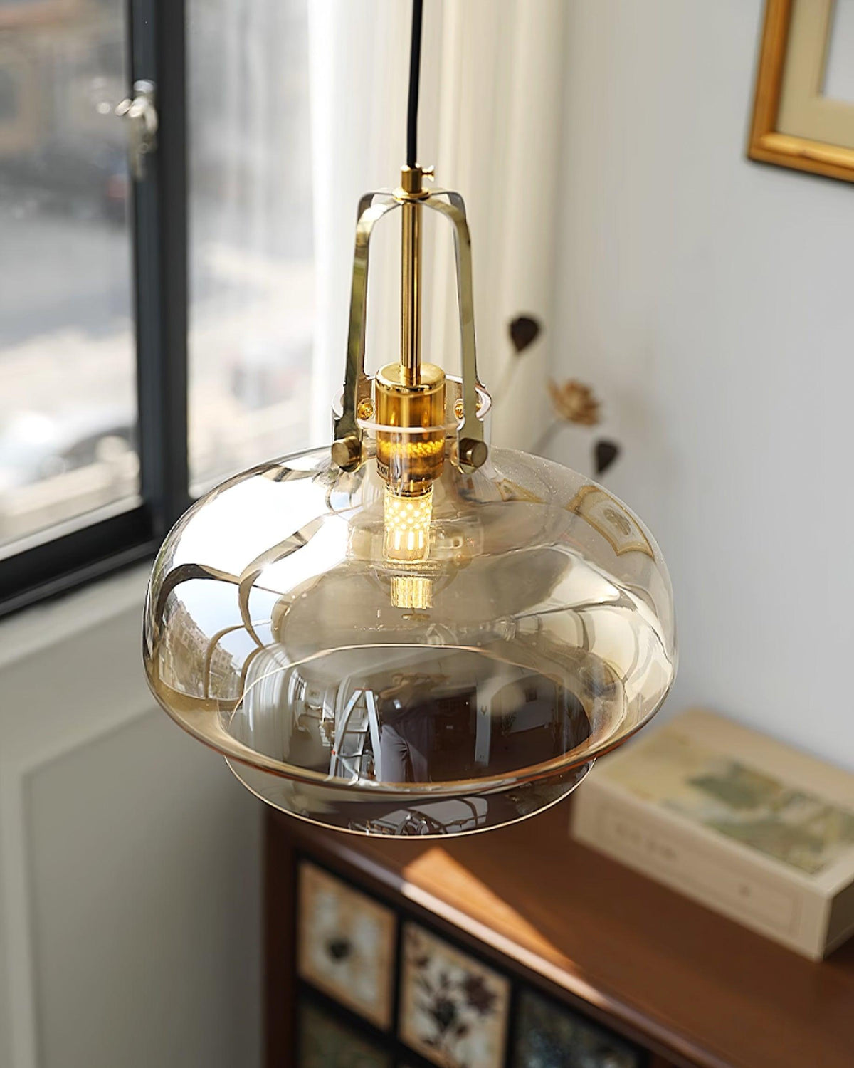 Aurelin Suspension Élégante Verre Ambre