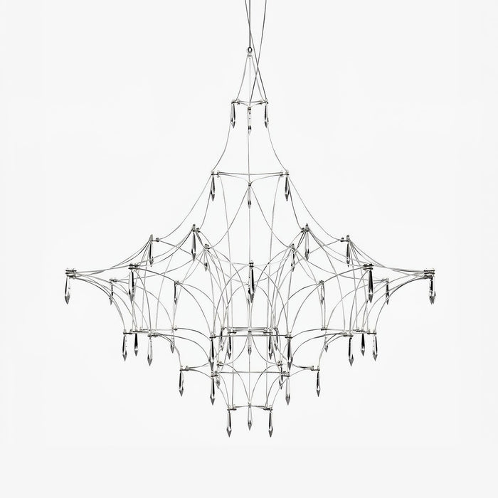 Lustra Lustre en Acier Inoxydable et Cristal en Maille