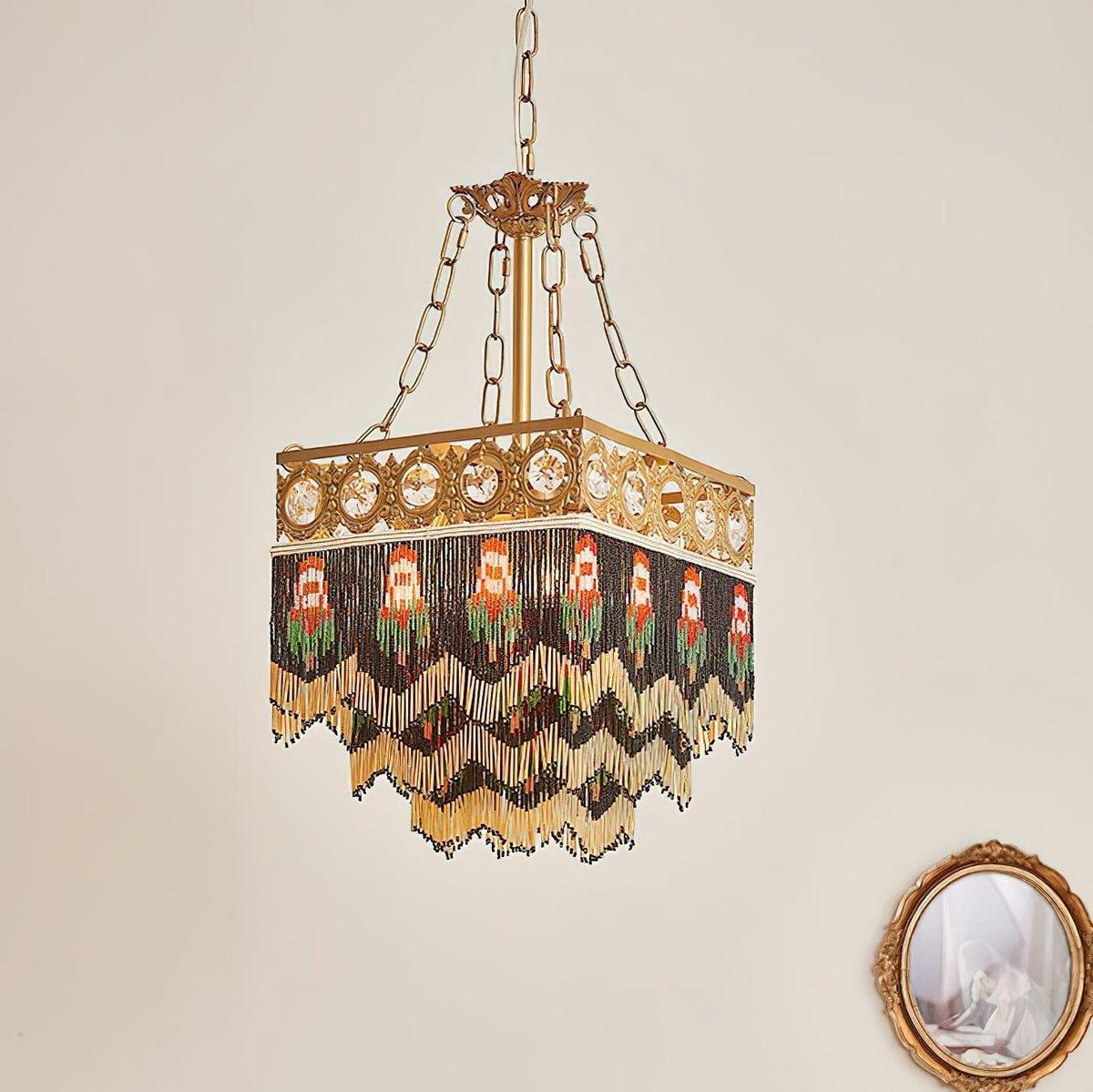 Tiffany Suspension Frange Verre Bohemian