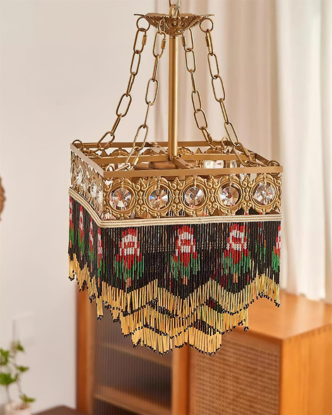 Tiffany Suspension Frange Verre Bohemian