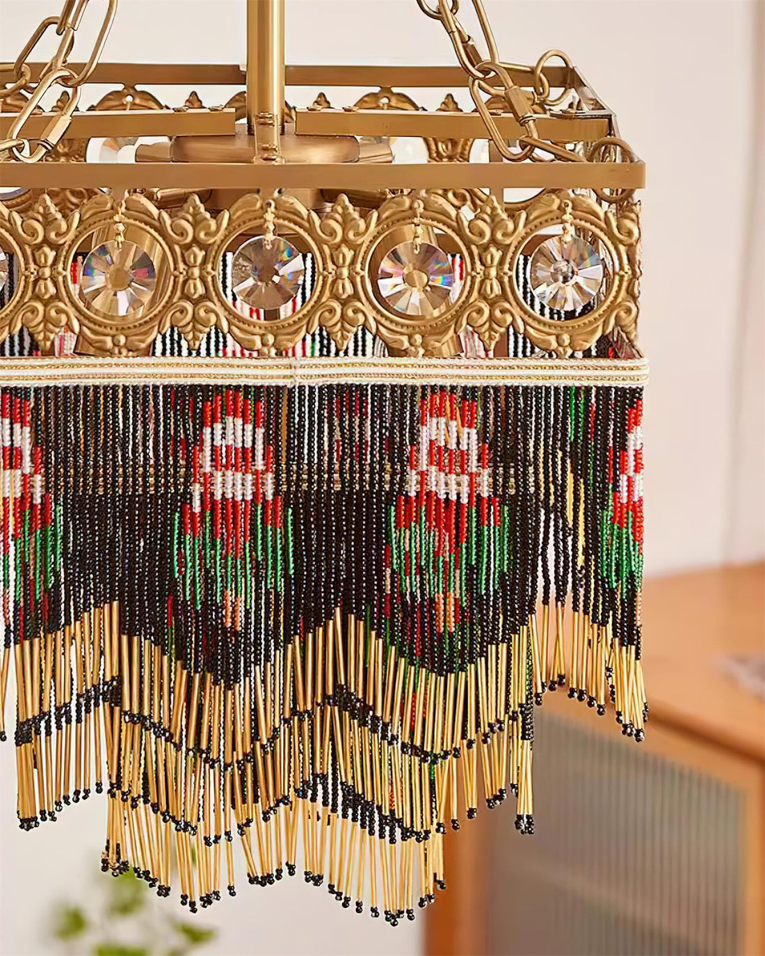 Tiffany Suspension Frange Verre Bohemian