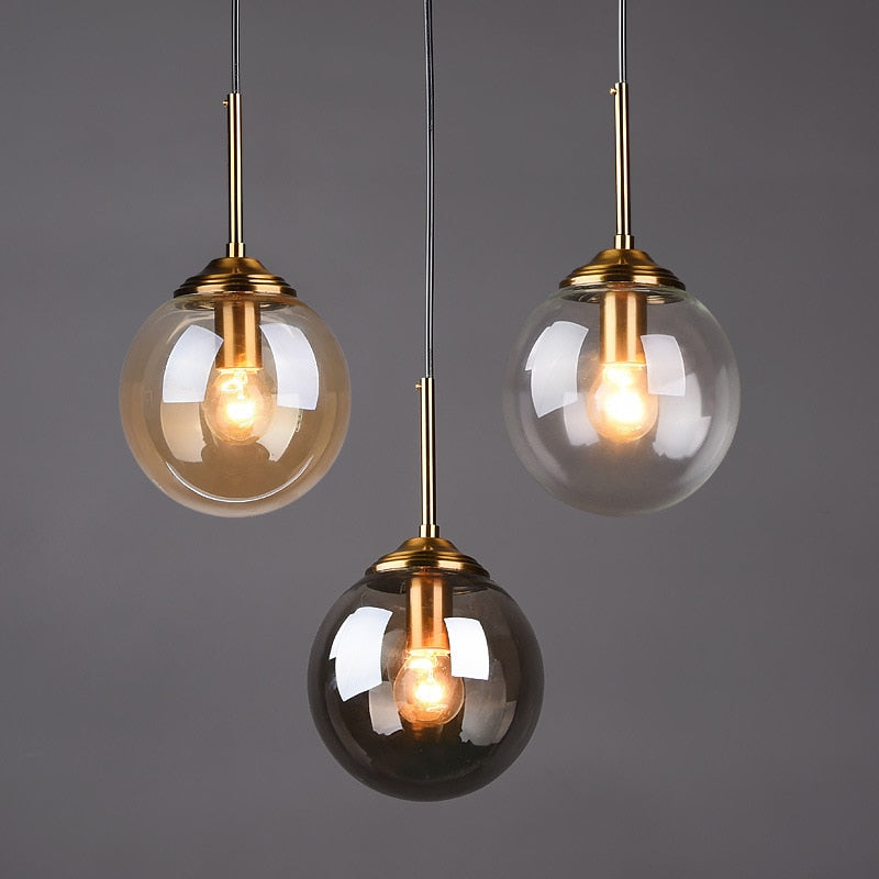 Narell Luminaires Suspension Verre Transparent Ambre
