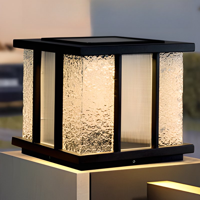 Alraeir Lampe Solaire Extérieure Cube en Verre Moderne