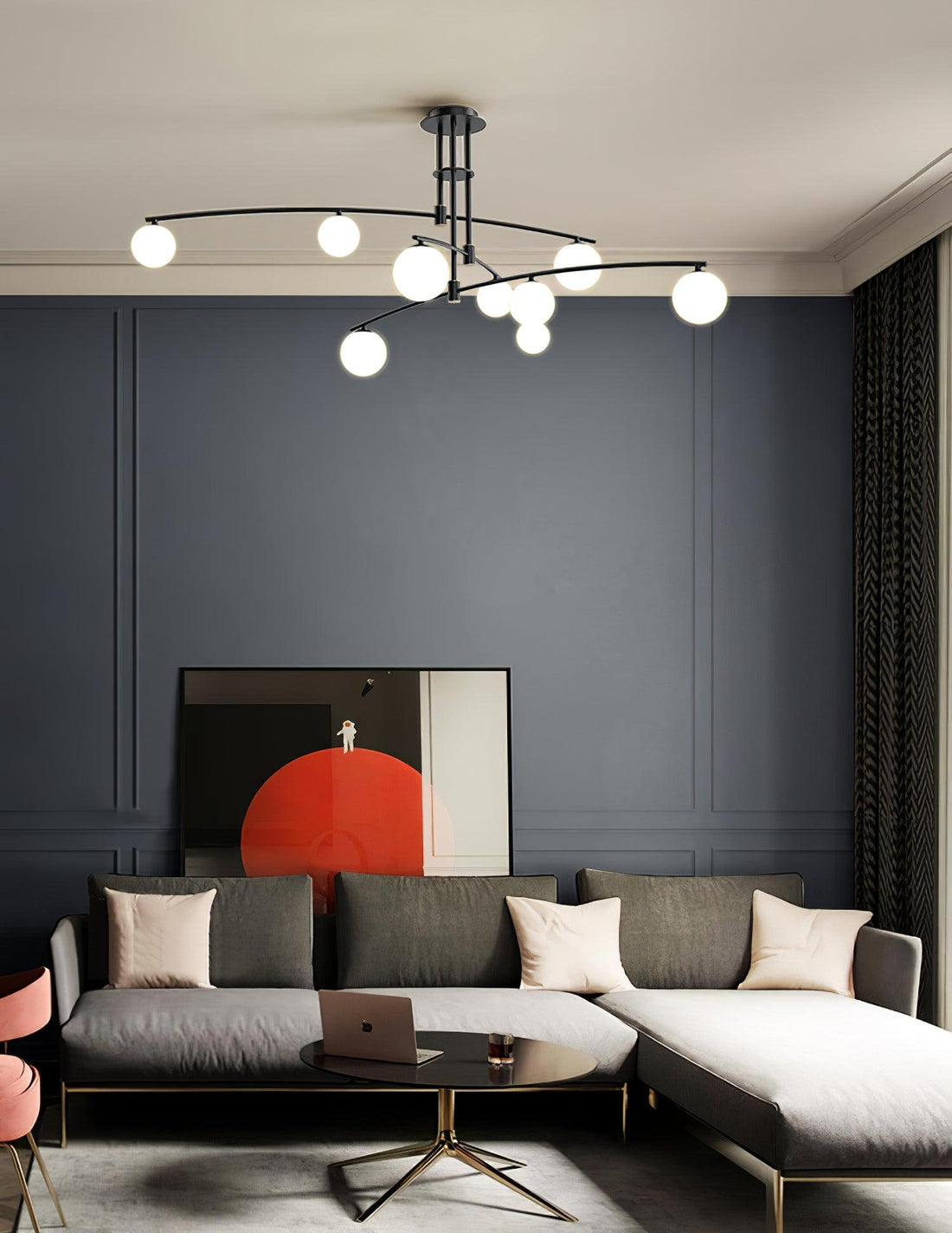 Lustra Lustre à Long Bras Moderne 6 Lumières