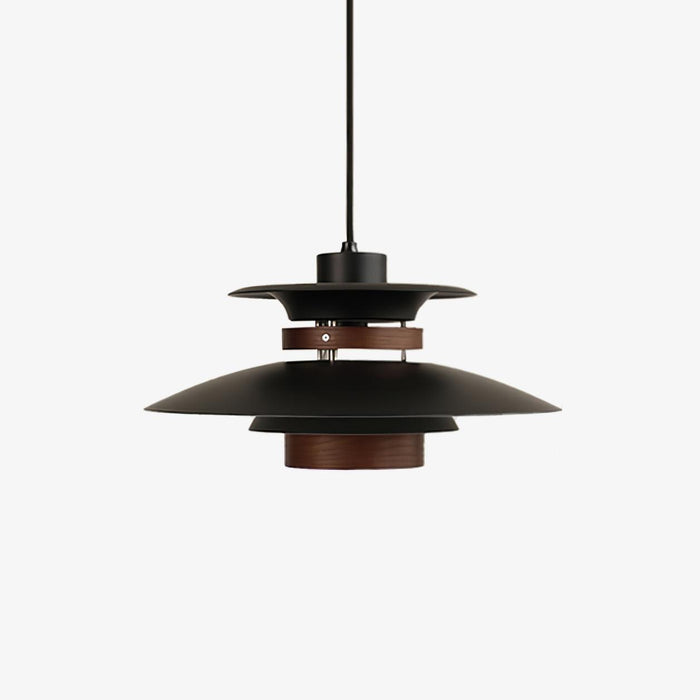 Solara Lampe suspendue en bois avec abat-jour superposé pour salle à manger nordique