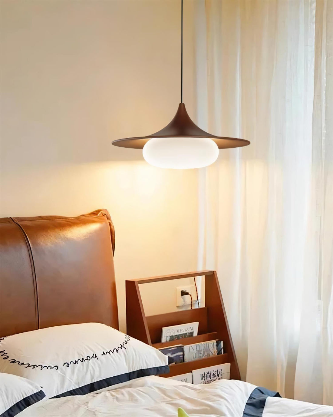 Ovelis Lampe Suspension avec Plafonnier en Bois