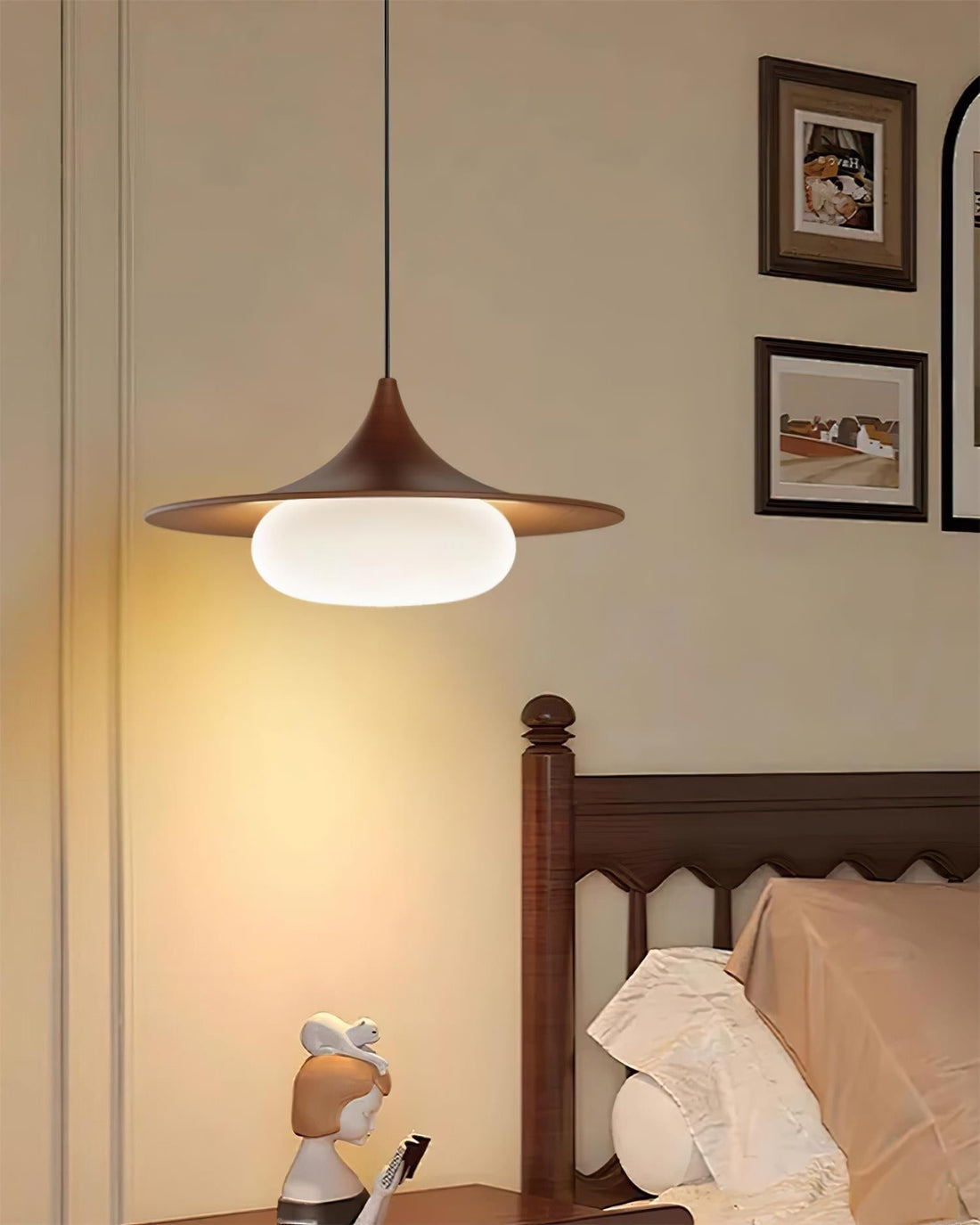Ovelis Lampe Suspension avec Plafonnier en Bois