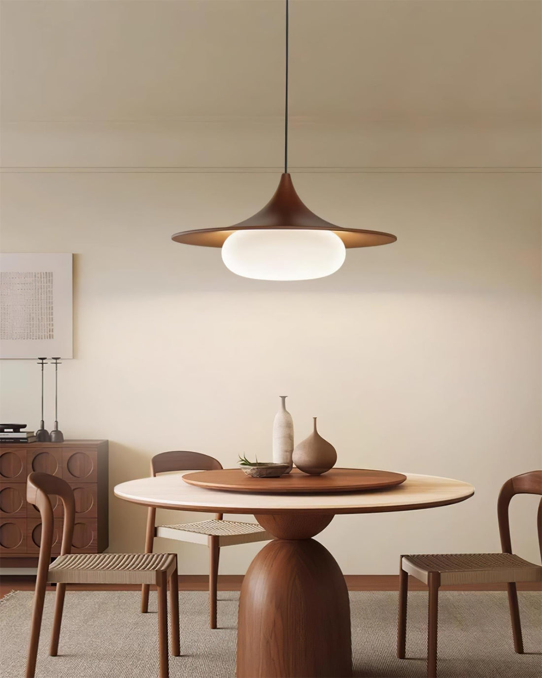 Ovelis Lampe Suspension avec Plafonnier en Bois