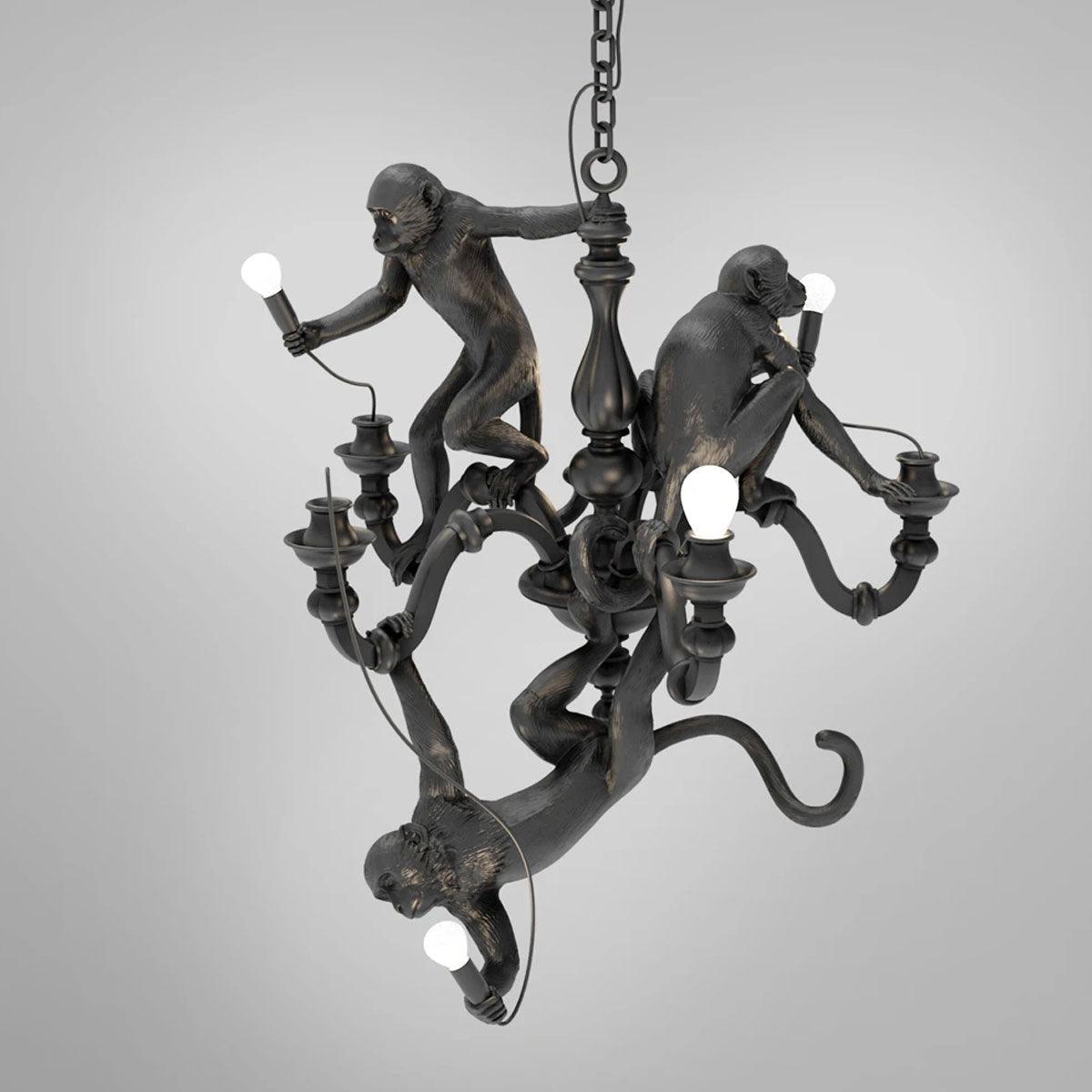 Lustra Lustre Singe Noir Sculpture Ludique
