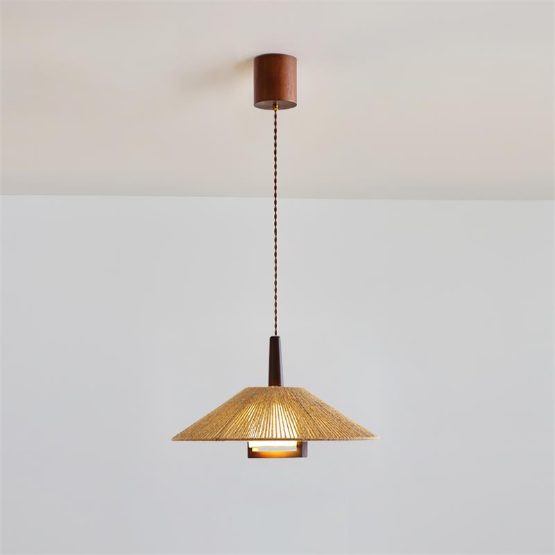 Fidoya Suspension Conique en Rotin Tressé