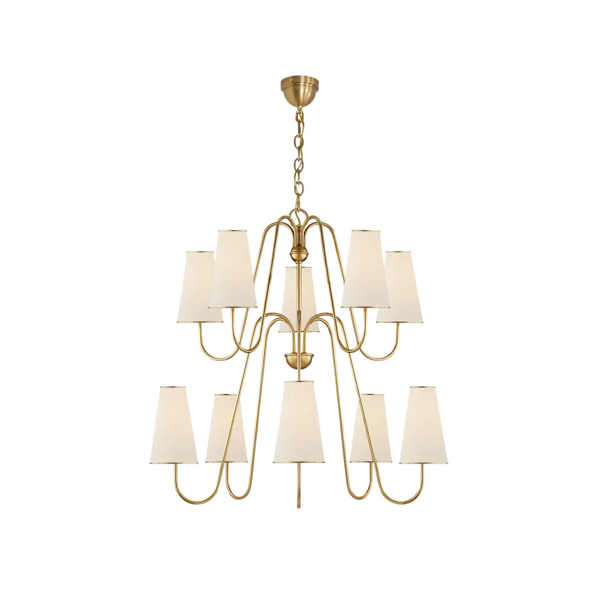 Elirora Lustre En Laiton Vintage élégant Avec Abat-Jour En Tissu