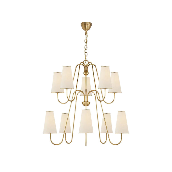 Elirora Lustre En Laiton Vintage élégant Avec Abat-Jour En Tissu