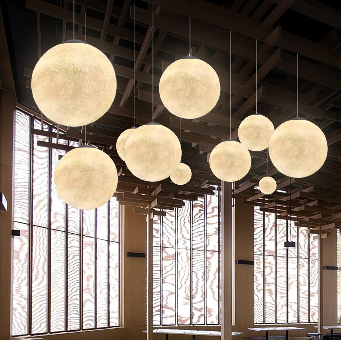 Lustra Suspension Lampe en Forme de Lune pour Salon