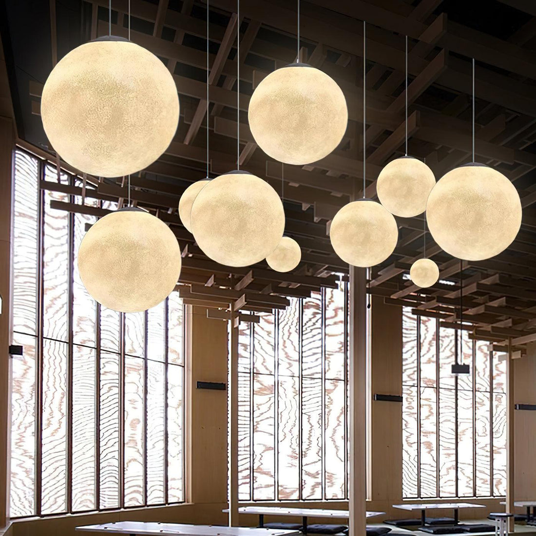 Lustra Suspension Lampe en Forme de Lune pour Salon