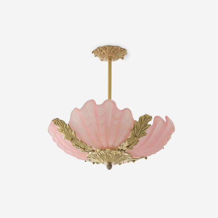 Suspension Coquille Murano Rose avec Barre Laiton Baroque Flair Artistique