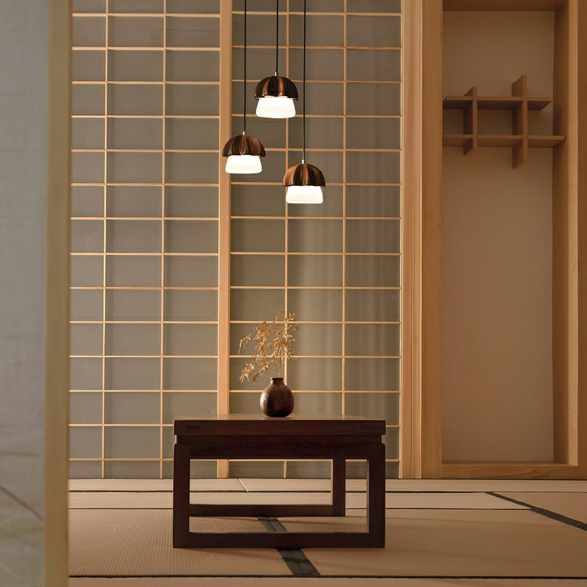Lustra Suspension Champignon Cluster Bois & Verre