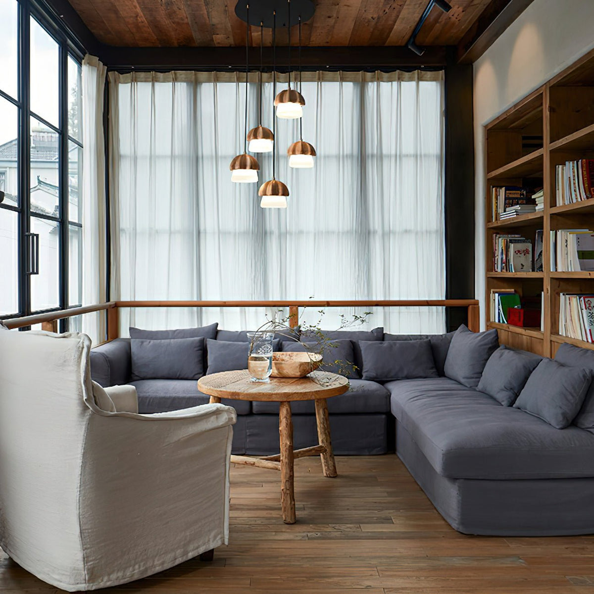Lustra Suspension Champignon Cluster Bois & Verre