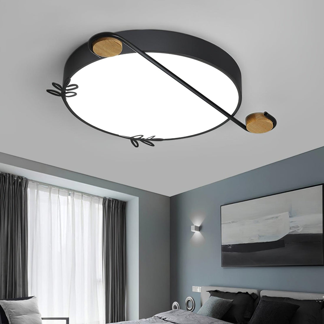 Evzorira Lampe Plafonnier Ronde Art Note Musicale